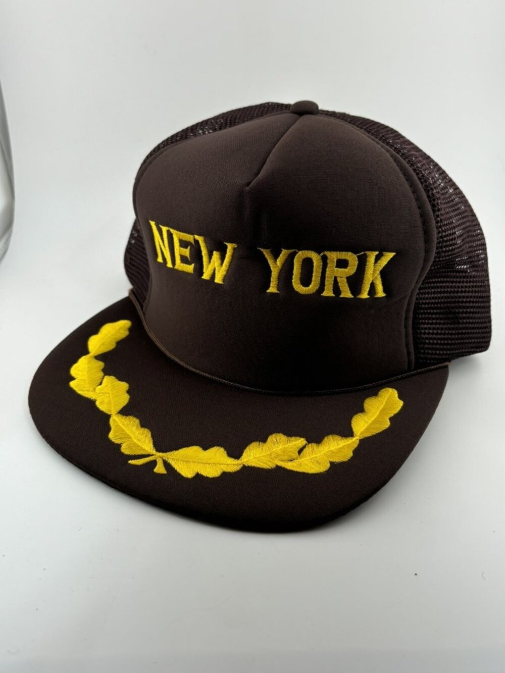 VINTAGE - Brown / Yellow New York Embroidered Mesh-Back Trucker Hat